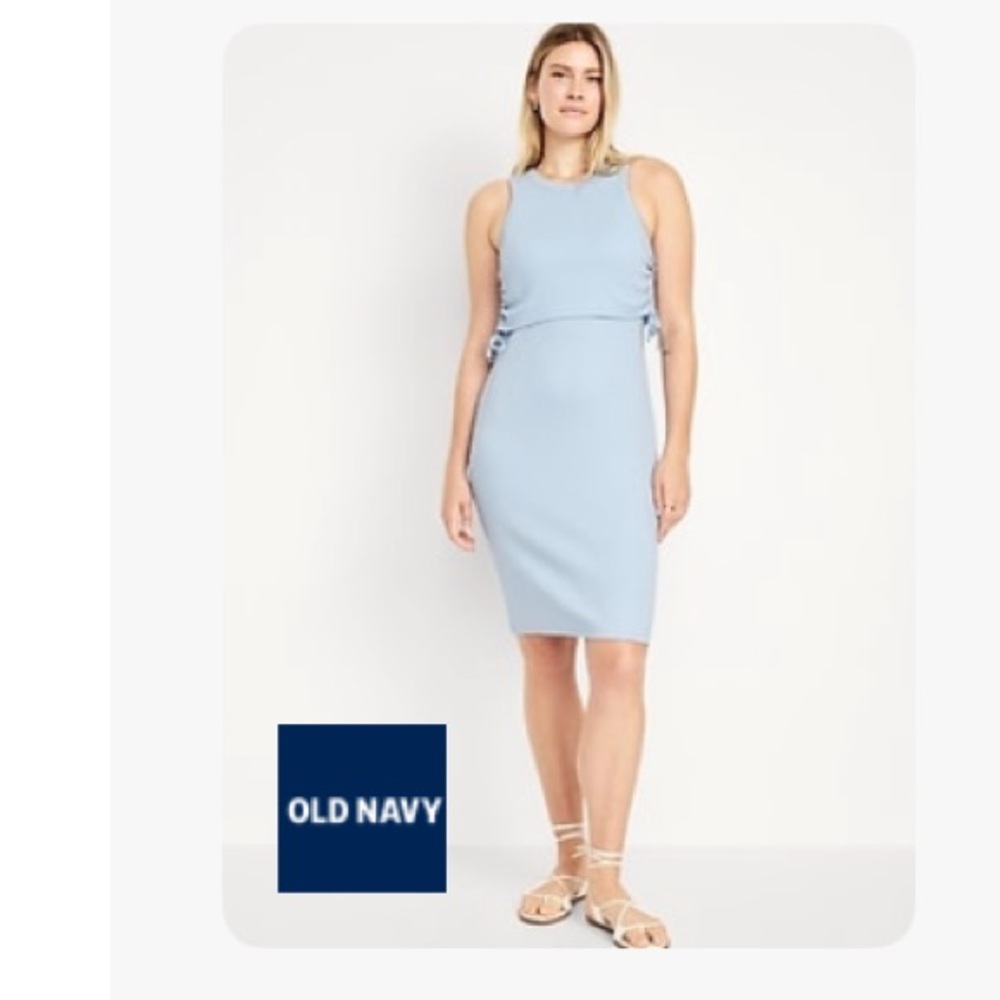 Maternity side-tie double layer nursing dress